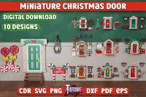 Miniature Christmas Door Bundle | Elf Door | Wall Décor | Mini Door and Window | CNC Files SVG The T Store Design 