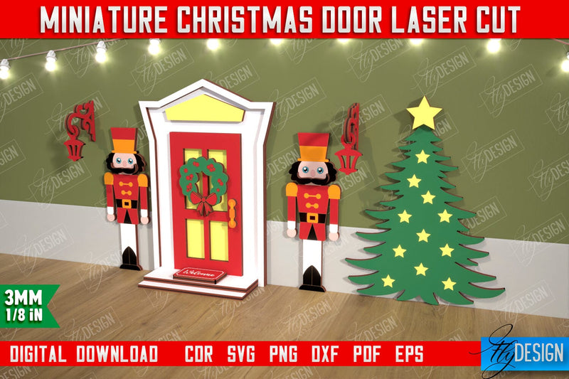 Miniature Christmas Door | Elf Door | Wall Décor | Mini Door and Window | CNC File SVG Fly Design 