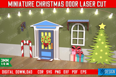 Miniature Christmas Door | Elf Door | Wall Décor | Mini Door and Window | CNC File SVG Fly Design 