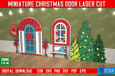 Miniature Christmas Door | Elf Door | Wall Décor | Mini Door and Window | CNC File SVG Fly Design 