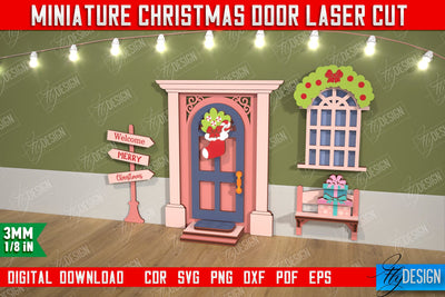 Miniature Christmas Door | Elf Door | Wall Décor | Mini Door and Window | CNC File SVG Fly Design 