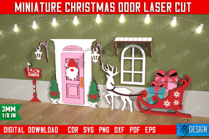 Miniature Christmas Door | Elf Door | Wall Décor | Mini Door and Window | CNC File SVG Fly Design 