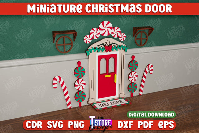 Miniature Christmas Door | Elf Door | Wall Décor | Mini Door and Window | CNC File SVG The T Store Design 