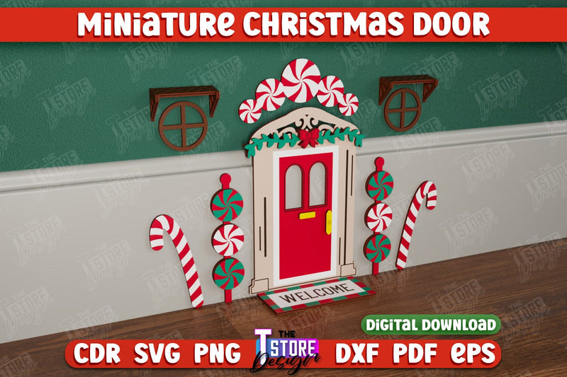Miniature Christmas Door | Elf Door | Wall Décor | Mini Door and Window | CNC File SVG The T Store Design 