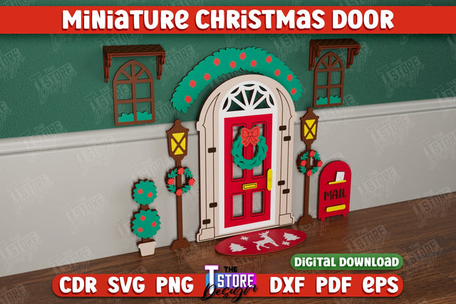 Miniature Christmas Door | Elf Door | Wall Décor | Mini Door and Window | CNC File SVG The T Store Design 