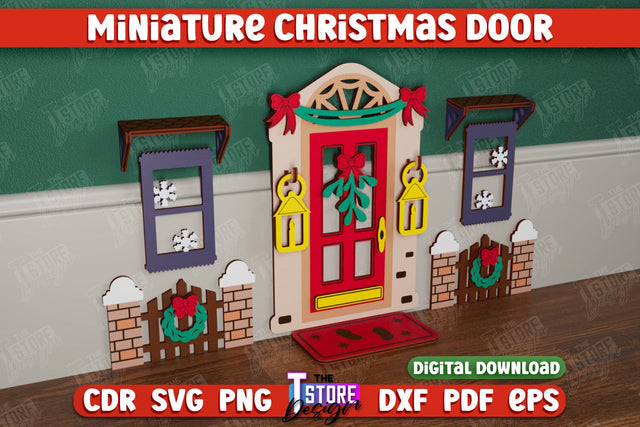 Miniature Christmas Door | Elf Door | Wall Décor | Mini Door and Window | CNC File SVG The T Store Design 