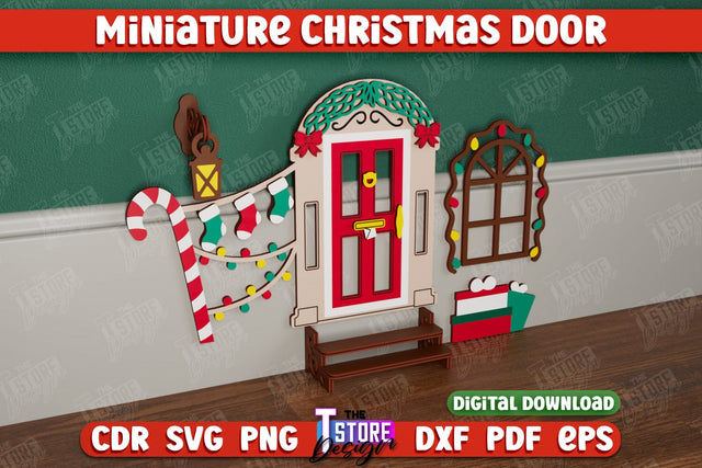 Miniature Christmas Door | Elf Door | Wall Décor | Mini Door and Window | CNC File SVG The T Store Design 