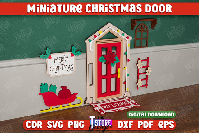 Miniature Christmas Door | Elf Door | Wall Décor | Mini Door and Window | CNC File SVG The T Store Design 