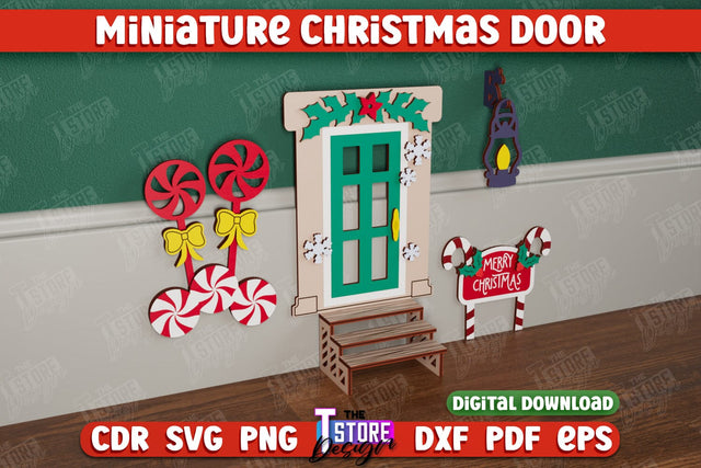 Miniature Christmas Door | Elf Door | Wall Décor | Mini Door and Window | CNC File SVG The T Store Design 