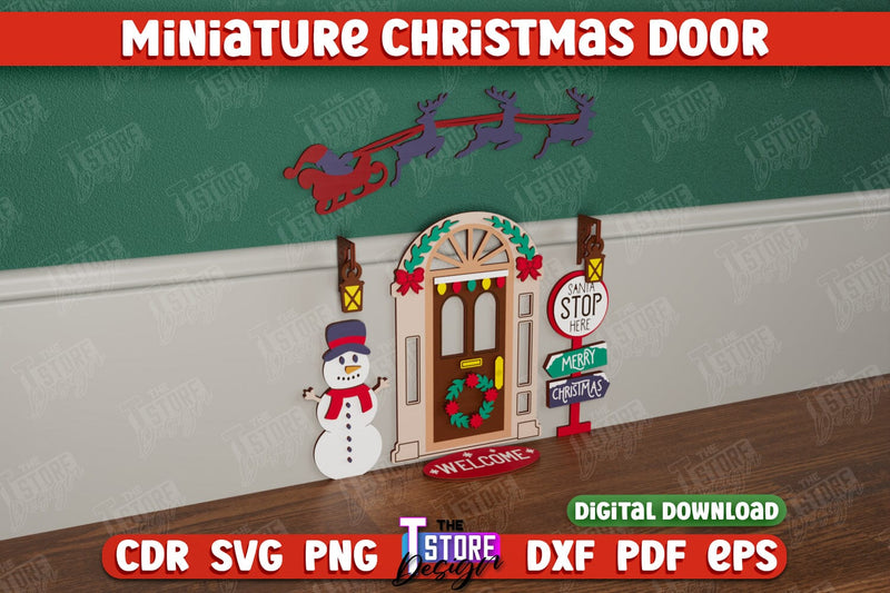 Miniature Christmas Door | Elf Door | Wall Décor | Mini Door and Window | CNC File SVG The T Store Design 