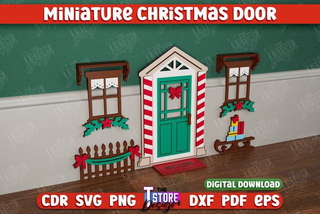 Miniature Christmas Door | Elf Door | Wall Décor | Mini Door and Window | CNC File SVG The T Store Design 