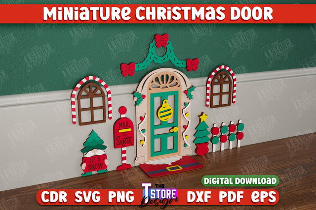 Miniature Christmas Door | Elf Door | Wall Décor | Mini Door and Window | CNC File SVG The T Store Design 