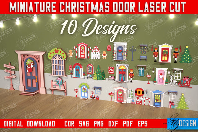 Miniature Christmas Doors Bundle | Elf Door | Wall Décor | Mini Door and Window | CNC Files SVG Fly Design 