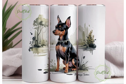 Miniature Pinscher 20oz Tumbler Wrap Sublimation PixelChick 