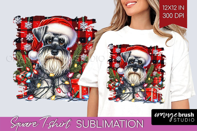 Miniature Schnauzer Christmas Dog Square Tshirt PNG Sublimation OrangeBrushStudio 