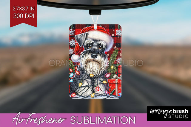 Miniature Schnauzer Funny Christmas Dog Air Freshener Sublimation OrangeBrushStudio 