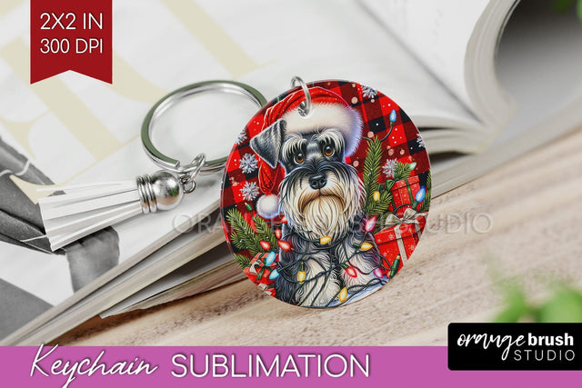 Miniature Schnauzer Funny Christmas Dog Keychain PNG Sublimation OrangeBrushStudio 