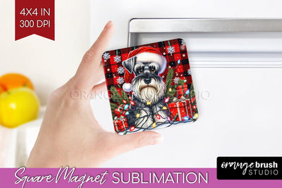 Miniature Schnauzer Funny Christmas Dog Magnet PNG Sublimation OrangeBrushStudio 