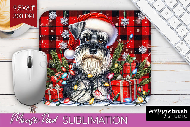 Miniature Schnauzer Funny Christmas Dog Mouse Pad PNG Sublimation OrangeBrushStudio 