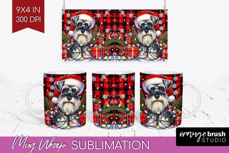 Miniature Schnauzer Funny Christmas Dog Mug Wrap PNG Sublimation OrangeBrushStudio 