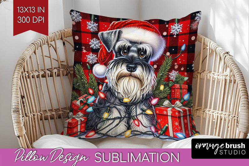 Miniature Schnauzer Funny Christmas Dog Pillow Cover Sublimation OrangeBrushStudio 