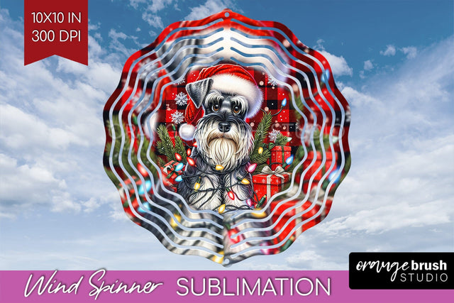 Miniature Schnauzer Funny Christmas Dog Wind Spinner Sublimation OrangeBrushStudio 
