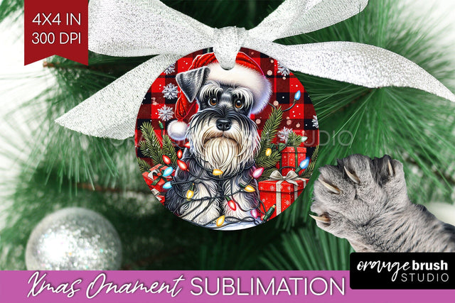Miniature Schnauzer Funny Dog Christmas Ornament PNG Sublimation OrangeBrushStudio 