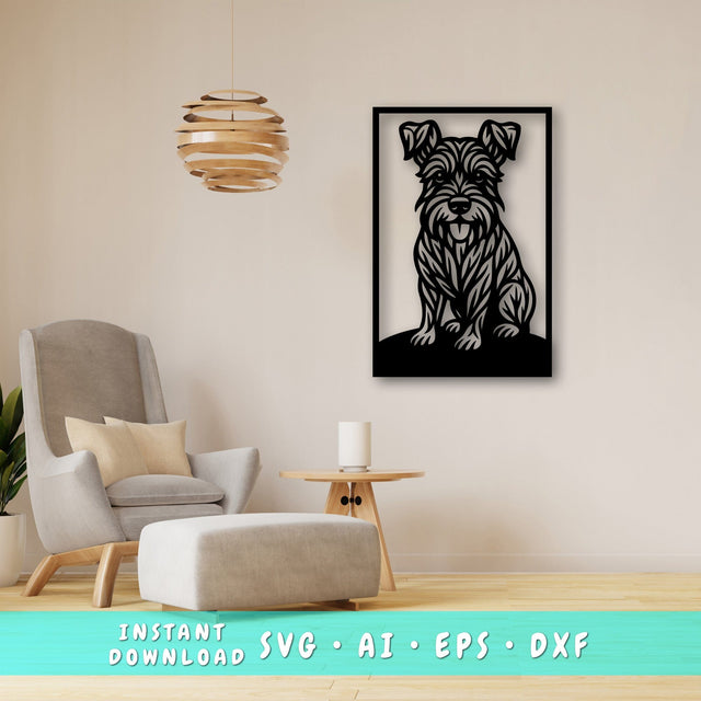 Miniature Schnauzer Laser SVG, Cute Dog Laser Cut, Pet Lover Design, Digital Download, Dog Art, Laser Engraving File SVG HappyDesignStudio 