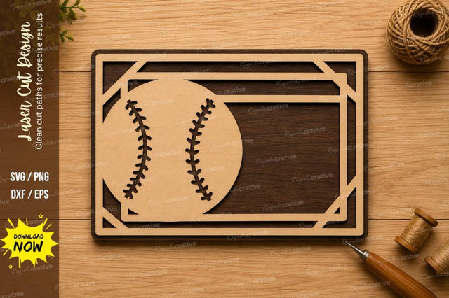 Minimal Baseball Plaque Laser Cut SVG Design SVG Regulrcrative 