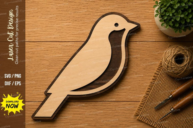 Minimal Bird Laser Cut SVG | Simple Sparrow Wooden Wall Decor | Bird Silhouette Glowforge CNC File SVG Regulrcrative 