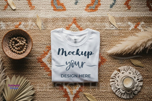 Minimal Boho Shirt Mockup with Dried Flowers Mock Up Photo Sublimatiz Designs 