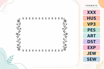 Minimal Floral Border Frame Vintage Line Art Embroidery Design Embroidery/Applique DESIGNS sg embroidery 