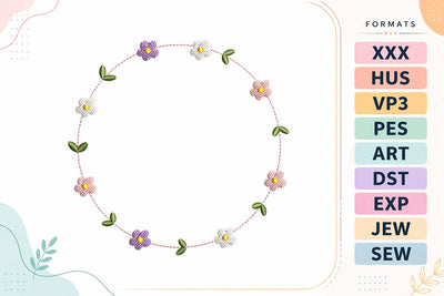 Minimal Floral Circle Frame Embroidery Design Embroidery/Applique DESIGNS sg embroidery 