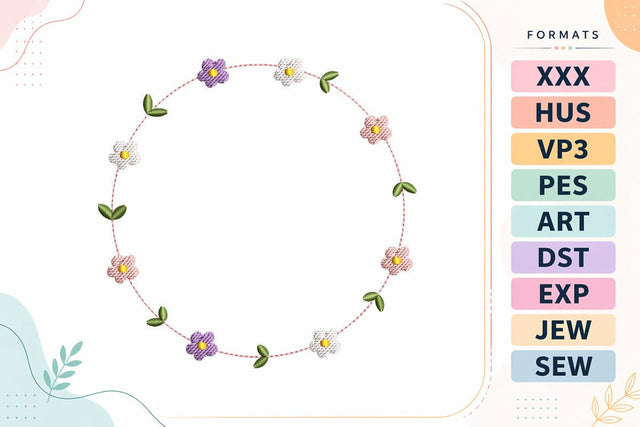 Minimal Floral Circle Frame Embroidery Design Embroidery/Applique DESIGNS sg embroidery 