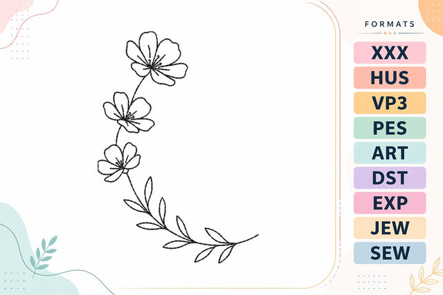 Minimal Floral Corner | Flower Design Embroidery/Applique DESIGNS sg embroidery 