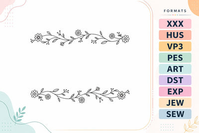 Minimal Floral Divider Elegant Line Art Embroidery Design Embroidery/Applique DESIGNS sg embroidery 