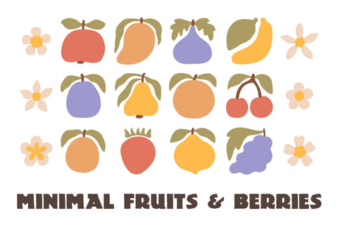 Minimal Fruits & Berries PNG Clipart Sublimation Rin Green 