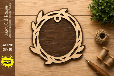 Minimal Laurel Wreath Laser Cut SVG Design SVG Regulrcrative 