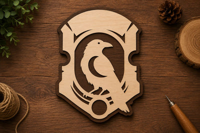 Minimal Raven Badge Laser Cut Svg File Design SVG Regulrcrative 