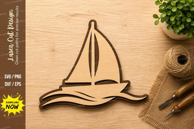 Minimal Sailboat Laser Cut SVG Design SVG Regulrcrative 
