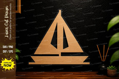 Minimal Sailboat Laser Cut Svg Design SVG Regulrcrative 