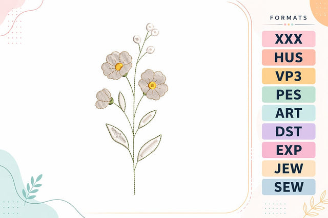 Minimal Wildflower Embroidery Design Embroidery/Applique DESIGNS sg embroidery 