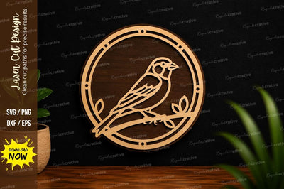 Minimalist Bird Circle Frame Laser Cut SVG File SVG Regulrcrative 