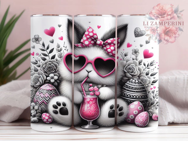 Minimalist Black White Bunny Tumbler, Cute Easter Bunny Tumbler, Whimsical Bunny Wrap, Minimalist Bunny Wrap, Artistic Bunny Wrap, Sublimation Design, Trendy Gift Idea Sublimation Li Zamperini 
