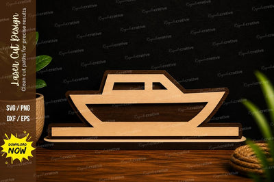 Minimalist Boat Silhouette Laser Cut Svg Design SVG Regulrcrative 