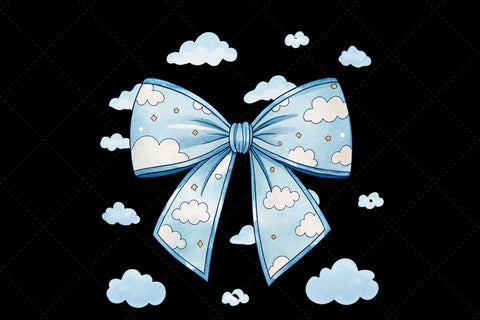 Minimalist Cloudy Sky Coquette Bow Clipart, minimalist cloudy bow, sky coquette bow, clean bow design, cloudy sky clipart, digital bow design, modern minimalist bow, sky bow art Sublimation FloridPrintables 