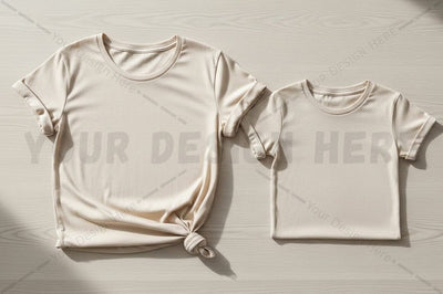 Minimalist cream t-shirt set Mock Up Photo Regulrcrative 