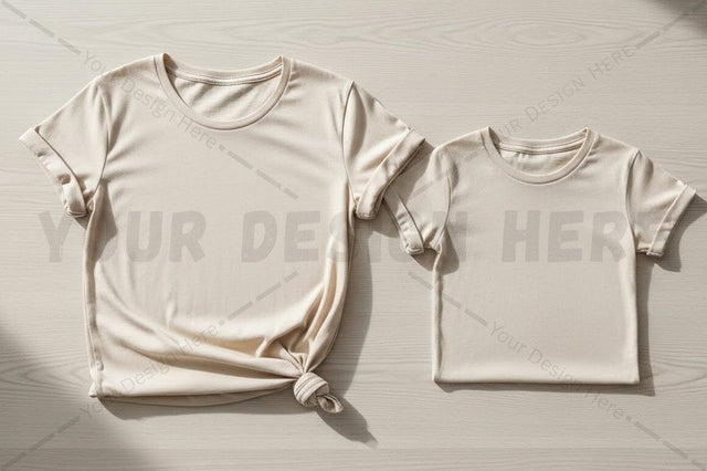 Minimalist cream t-shirt set Mock Up Photo Regulrcrative 