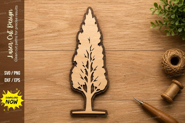 Minimalist Cypress Tree Laser Cut SVG Design SVG Regulrcrative 