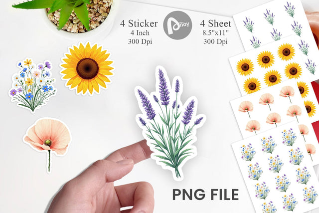 Minimalist Florals Sticker Sublimation artnoy 